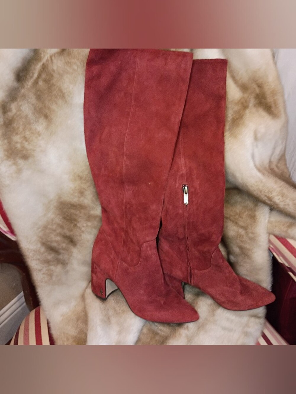 Sam Edelman Rust Suede Knee-High Heeled Boots